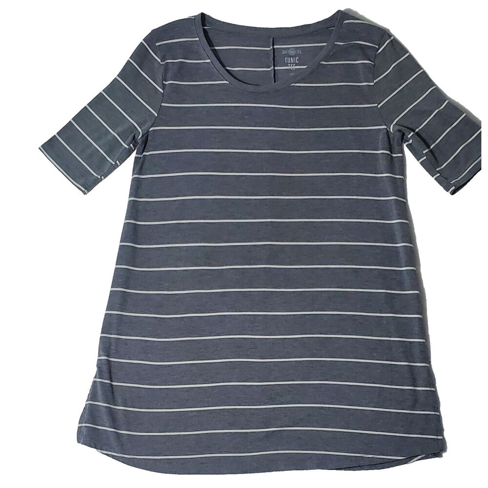 Tunic Tee Women Gray Blouse Size S round neck short sleeves